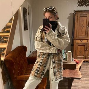SOLDVintage quilted Burberry nova check chore jacket coat small